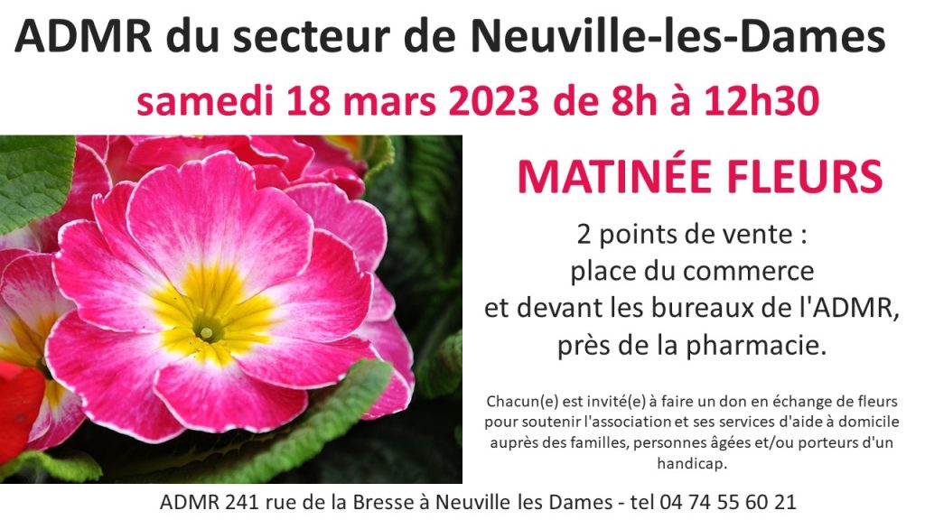 Matinée fleurs de l'ADMR le samedi 18 mars à Neuville-les-Dames