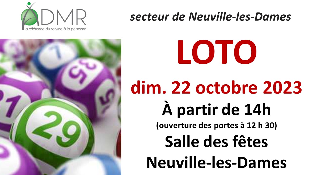 Affiche Loto de l'ADMR le 22 octobre 2023 à Neuville-les-Dames